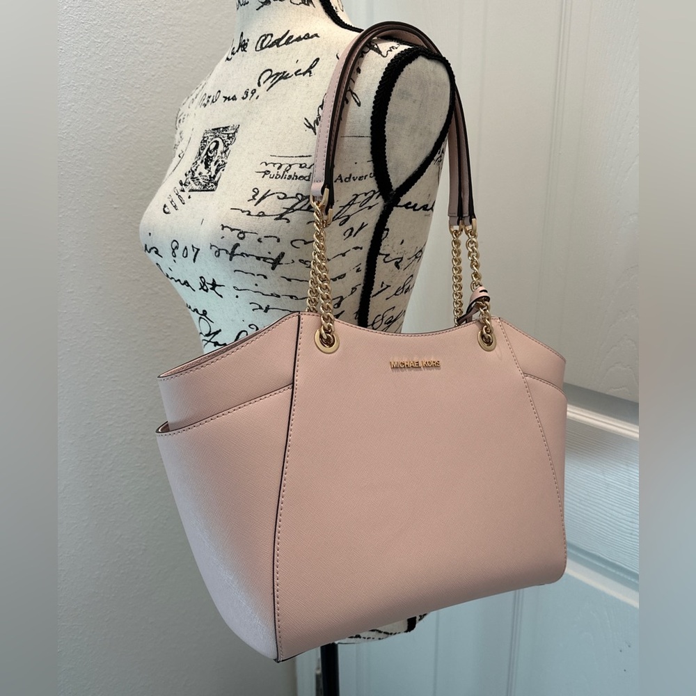 Michael Michael Kors Powder Blush Jet a set Travel Leather Chain-Handle Tote